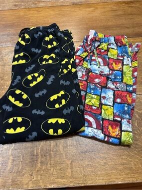 Batman & Marvel men’s XL pajama pants fleece and cotton